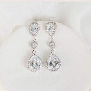 Sparkling Silver Drop Earrings - Sarah Walsh Bridal